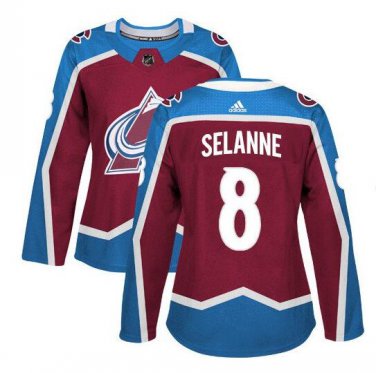Teemu Selanne #8 Colorado Avalanche Player Women's Jersey Burgundy
