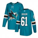 Justin Braun #61 San Jose Sharks Player Men's Jersey Blue