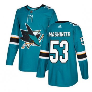 Brandon Mashinter #53 San Jose Sharks Player Men's Jersey Blue