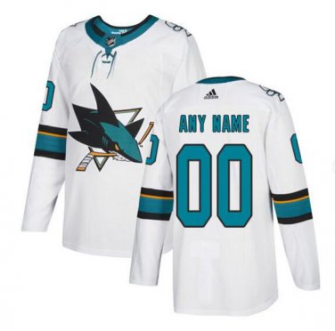 Custom San Jose Sharks Home Men's Jersey White