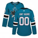Custom San Jose Sharks Home Women's Jersey Green