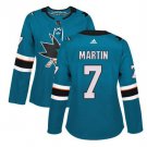 Paul Martin #7 San Jose Sharks Home Women's Jersey Green