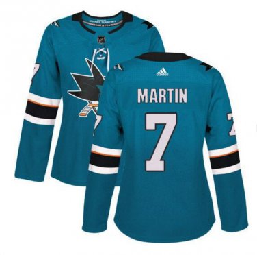 Paul Martin #7 San Jose Sharks Home Women's Jersey Green