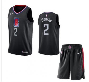 Kawhi Leonard #2 LA Clippers 2019/20 Swingman Jersey + Pants Men's Black Size S