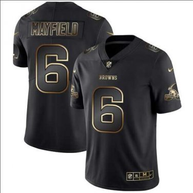Baker Mayfield #6 Cleveland Browns Limited Player Jersey Men's Black Gold Edition Size M