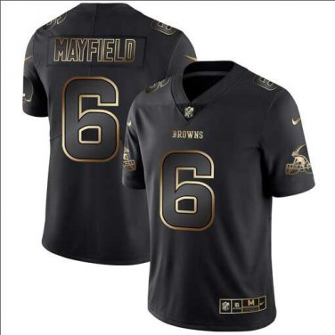 Baker Mayfield #6 Cleveland Browns Limited Player Jersey Men's Black Gold Edition Size XXXL