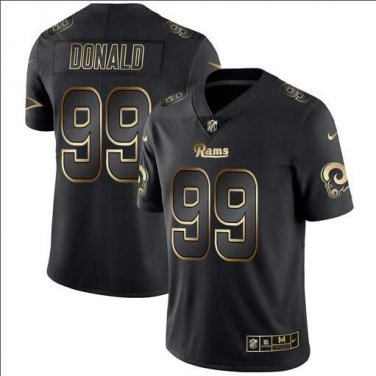 Aaron Donald #99 Los Angeles Rams Limited Player Jersey Men's Black Gold Edition Size XXXL