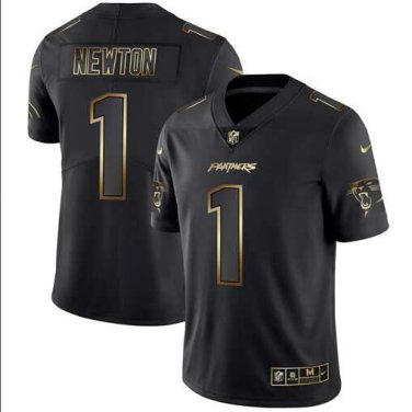Cam Newton #1 Carolina Panthers Limited Player Jersey Men's Black Gold Edition Size S