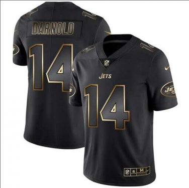 Sam Darnold #14 New York Jets Limited Player Jersey Men's Black Gold Edition Size XXXL