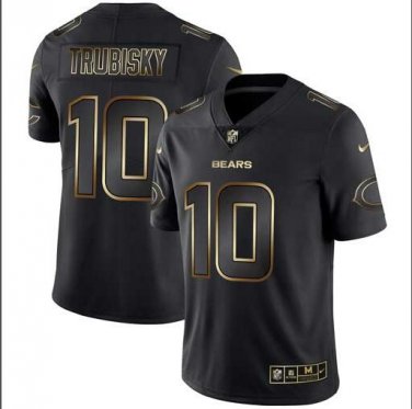 Mitchell Trubisky #10 Chicago Bears Limited Player Jersey Men's Black Gold Edition Size L