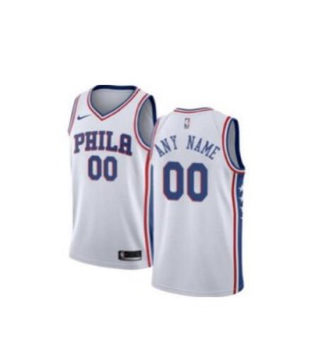 Custom Men's White Philadelphia 76ers NBA Basketball Jersey Size L