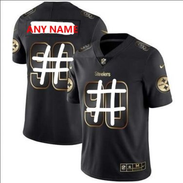 Custom Pittsburgh Steelers Jersey Men's Black Size L