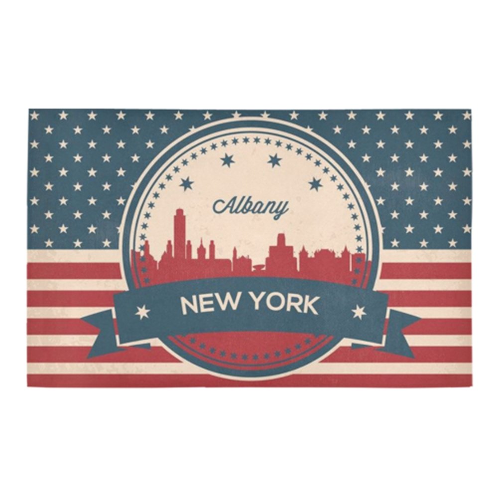 Albany New York Retro Skyline Bath Rug 20''x 32''