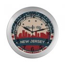 Atlantic City New Jersey Retro Skyline Silver Color Wall Clock