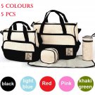 5 Pcs Multi Function Baby Pad Nappy Changing Tote Handbag Mother Bag 5 Colours
