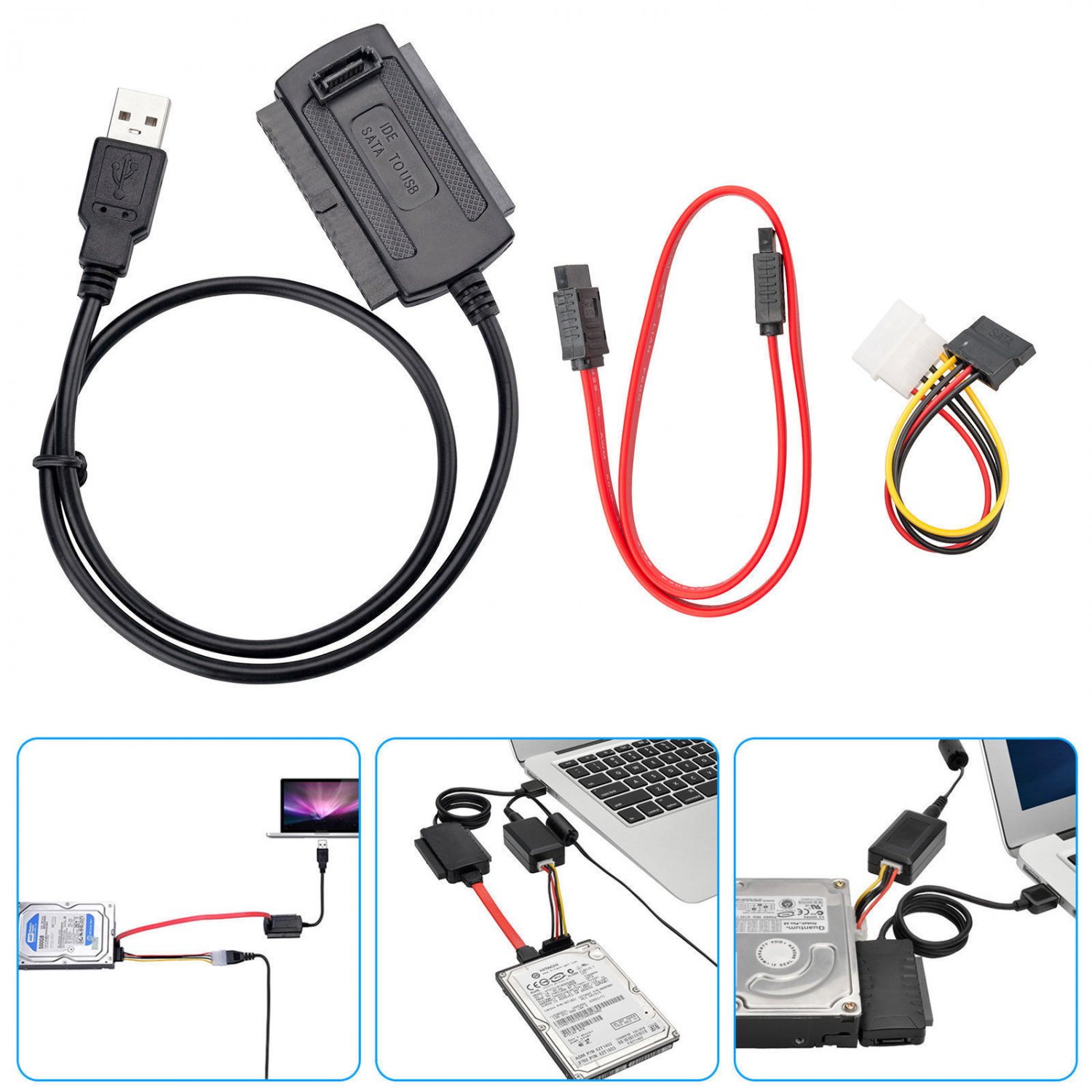 NEW USB 2.0 to SATA/IDE to Adapter Converter Cable for 2.5/3.5 Inch ...