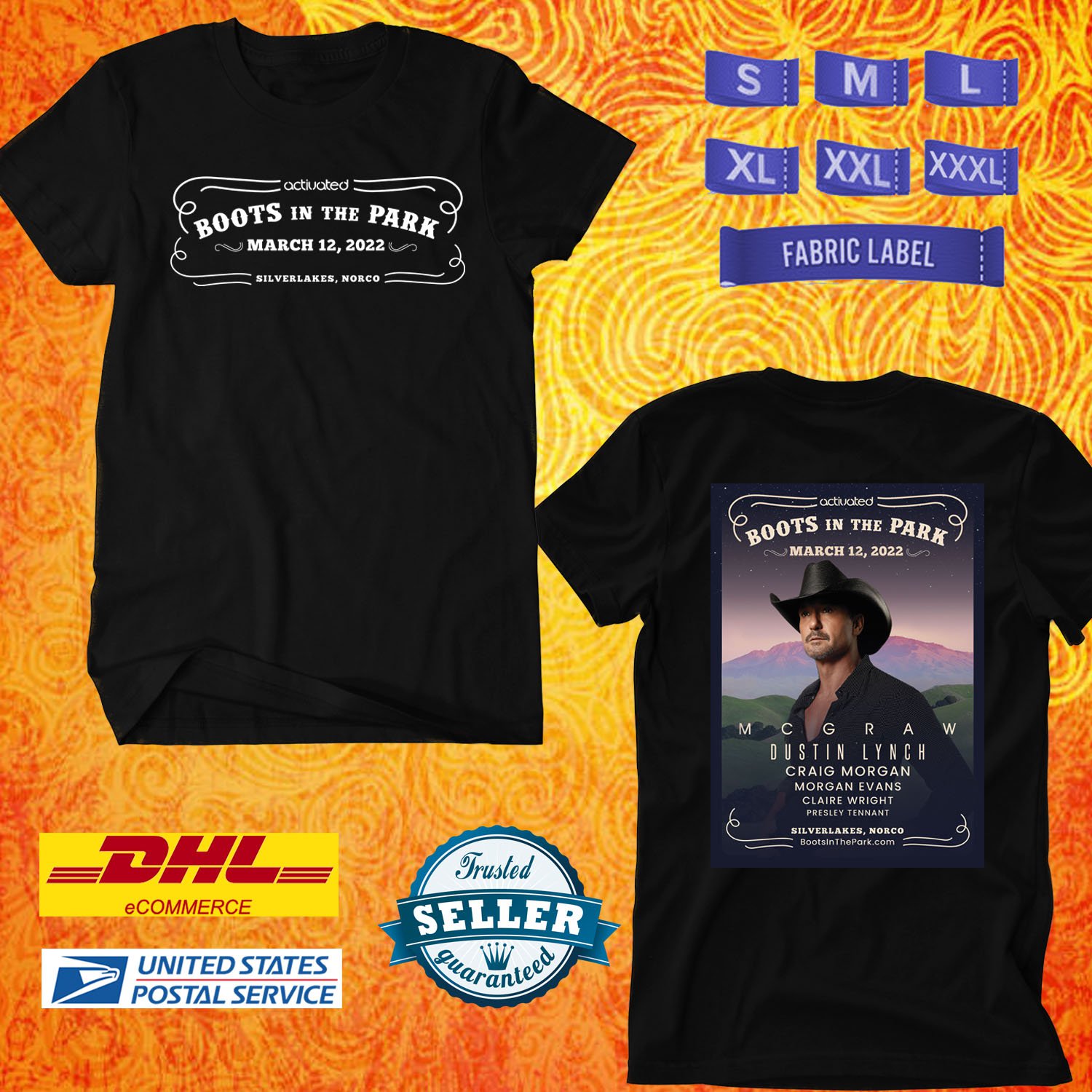 FESTIVAL 2022 BOOTS IN THE PARK NORCO MUSIC FESTIVAL BLACK TEE SHIRT