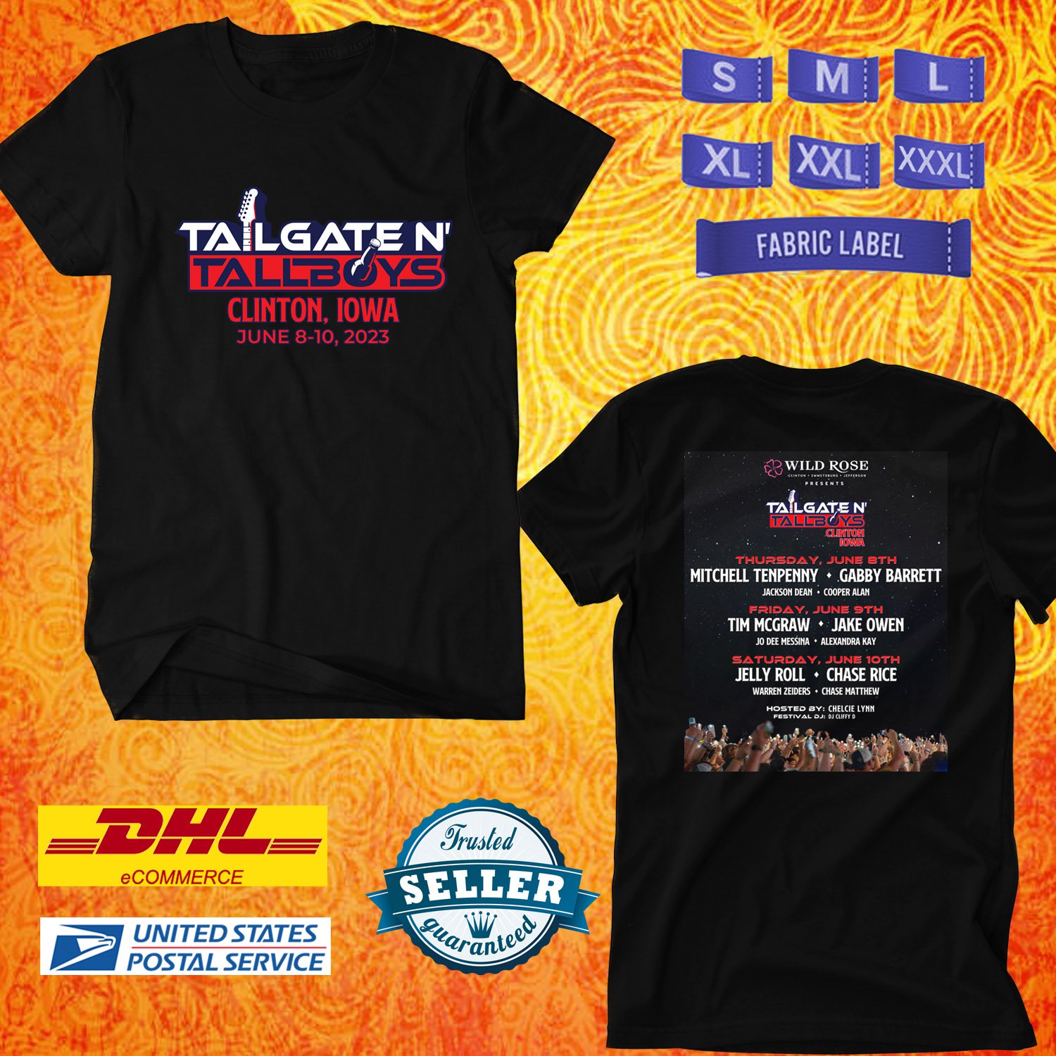 FESTIVAL 2023 TAILGATE N' TALLBOYS CLINTON IOWA MUSIC FESTIVAL BLACK