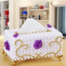 white and purple Acrylic Beads handmade tissue box home decor household