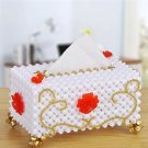 white and red Acrylic Beads handmade tissue box home decor household