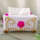 white and pink Acrylic Beads handmade tissue box home decor household