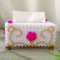 white and pink Acrylic Beads handmade tissue box home decor household