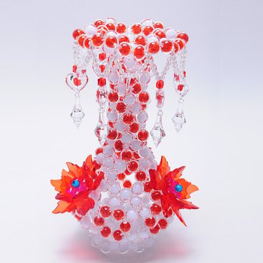 red Acrylic Beads handmade flower vase home decoration fashionable display gifts