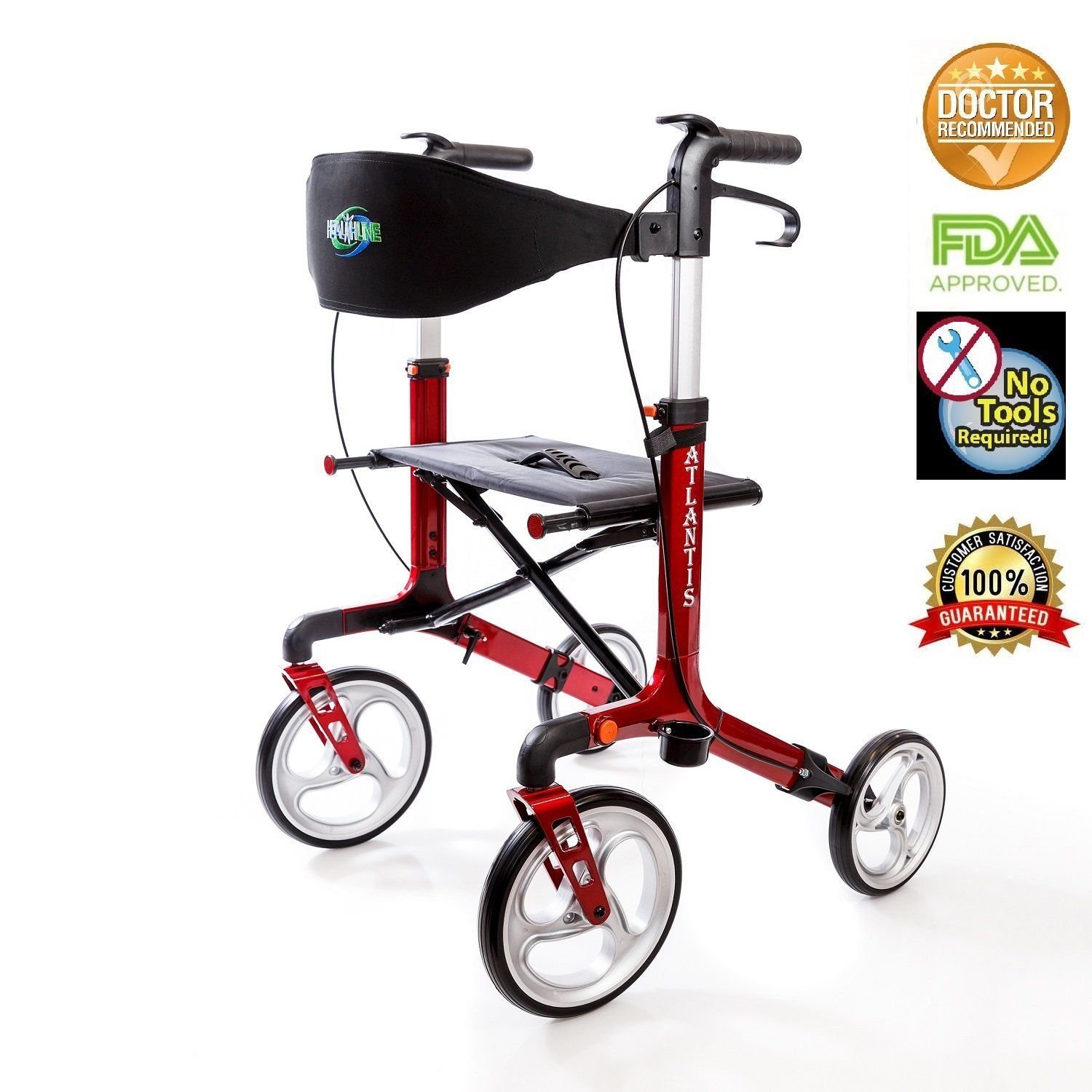 Healthline Trading Walker Rollator Atlantis With 10 Wheels Fold Up Red   5af7cefa71197 433016b 