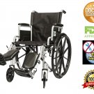 20" Lightweight Manual Wheelchair Folding Detachable Arms + Elevating Legrests