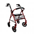 Walker Rollator with 7.5" Four Wheels Fold Up Removable Back Support (RED)