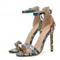 Colorful Snake Print Everyday Fashion Super Heel Plus Size Sandals