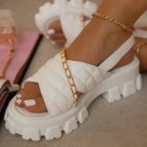 Thick bottom chain decorated with leaky toe cross small fragrance diamond plaid beach sandals women Thick bottom chain decorated with leaky toe cross small fragrance diamond plaid beach sandals women
