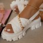 Thick bottom chain decorated with leaky toe cross small fragrance diamond plaid beach sandals women