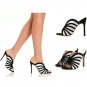 Striped heeled slippers shoes