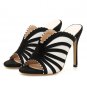 Striped heeled slippers shoes