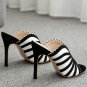 Striped heeled slippers shoes