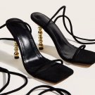 Women's large size simple square toe back strap gourd heel high heel sandals