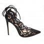 Openwork pattern pointed shallow mouth straps 12cm fine high heel sexy ladies shoes 4 Colors