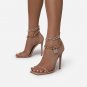 High heels cross-border new square-toe crystal metal chain stiletto sandals women
