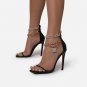 High heels cross-border new square-toe crystal metal chain stiletto sandals women