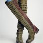 Frosted color matching side zipper burnt flower craftsmanship women's plus size boots