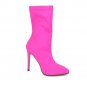 Women's middle boots stretch cloth pointed toe stiletto high heels large size 43