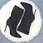 Women's middle boots stretch cloth pointed toe stiletto high heels large size 43