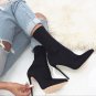 Women's middle boots stretch cloth pointed toe stiletto high heels large size 43