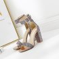Women's high heels sandals shiny buckle thick heels plus size