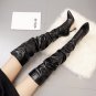 Women's black high-heeled knee-length boots slimming legs 35-42