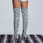 Snakeskin pattern pointed toe stiletto over-the-knee women's super high-heeled boots size 42