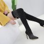 High-heeled shoes with pointed toe drilled high-heeled shiny boots