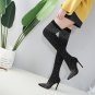 High-heeled shoes with pointed toe drilled high-heeled shiny boots