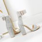 Women's high heels sandals shiny buckle thick heels plus size